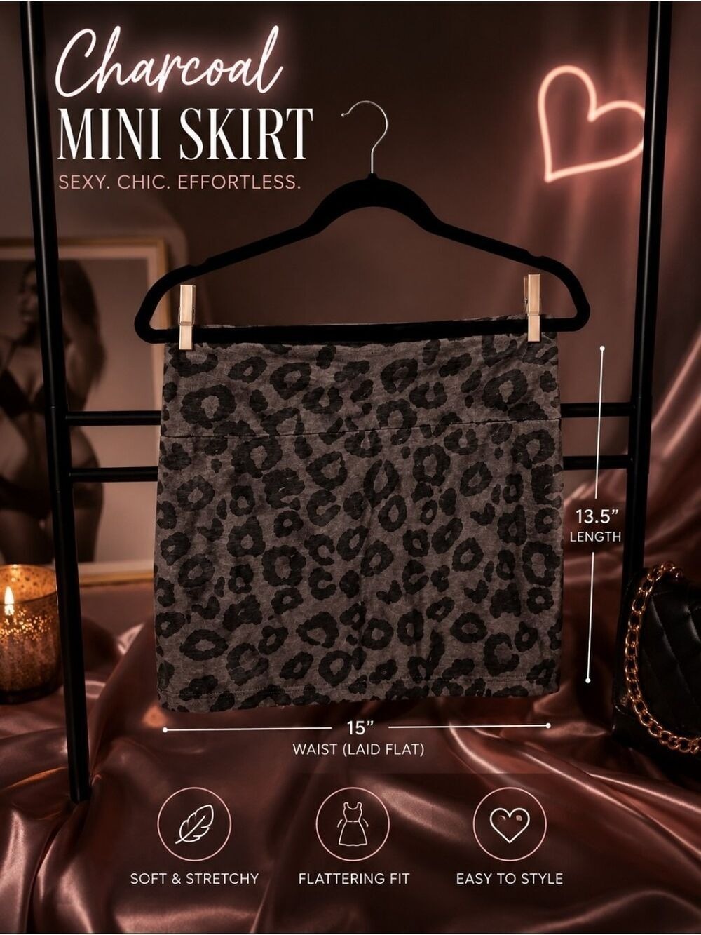 Rue21 Gray Leopard Print Mini Skirt Large
